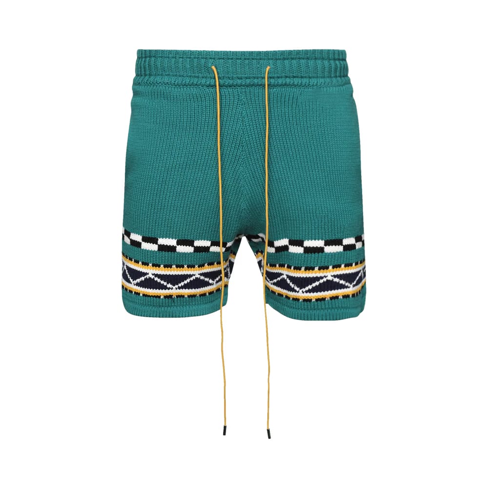 Rhude Bateau Knit Shorts Emerald/Creme/Navy