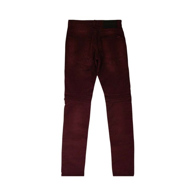 Balmain Distressed Denim Pants Burgundy