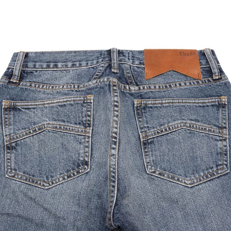 Rhude Blossom Embroidered Denim Indigo
