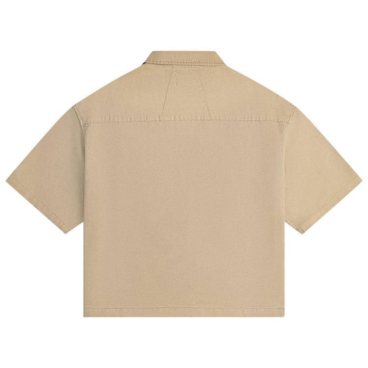 Rhude Boxy Half Zip Spray Shorts-Sleeve Shirt Khaki
