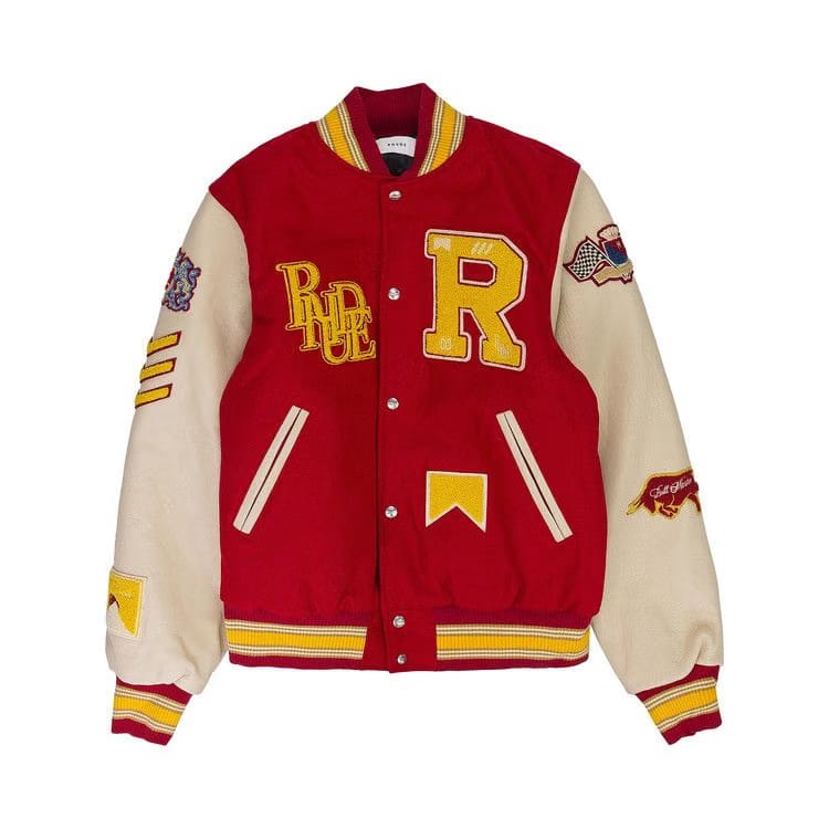 Rhude Bull Market Varsity Jacket Red/Cream