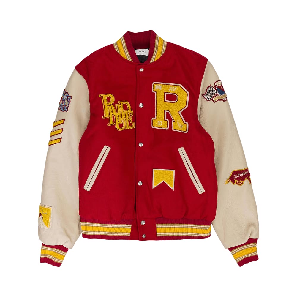 Rhude Bull Market Varsity Jacket Red/Cream