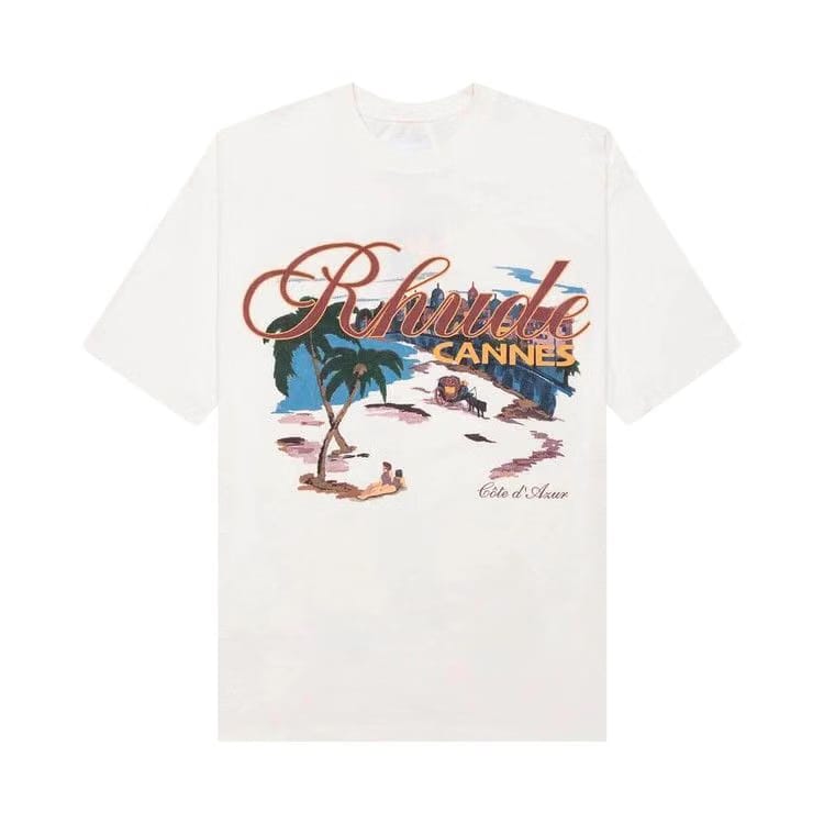 Rhude Cannes Beach T-Shirt Vintage White