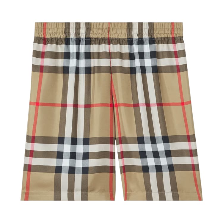 Burberry Check Silk Shorts Archive Beige