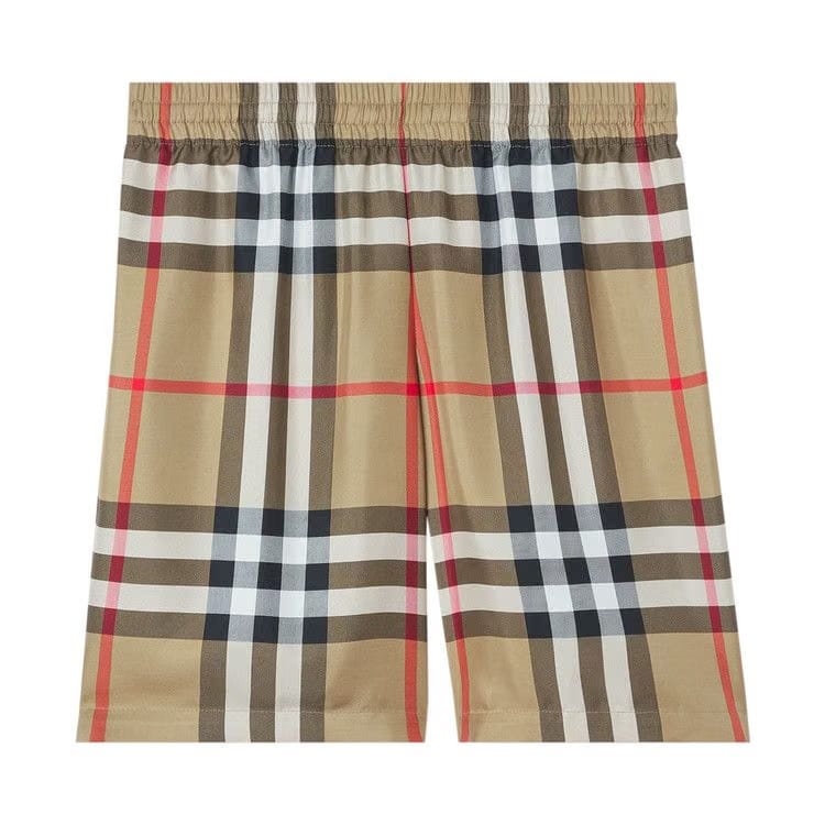 Burberry Check Silk Shorts Archive Beige