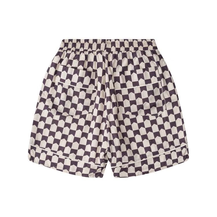 Rhude Checkered Pajama Shorts Cream/Brown