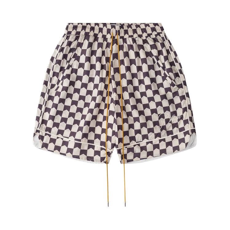 Rhude Checkered Pajama Shorts Cream/Brown