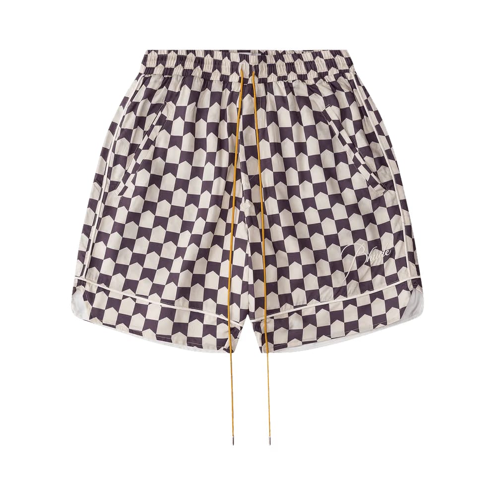 Rhude Checkered Pajama Shorts Cream/Brown