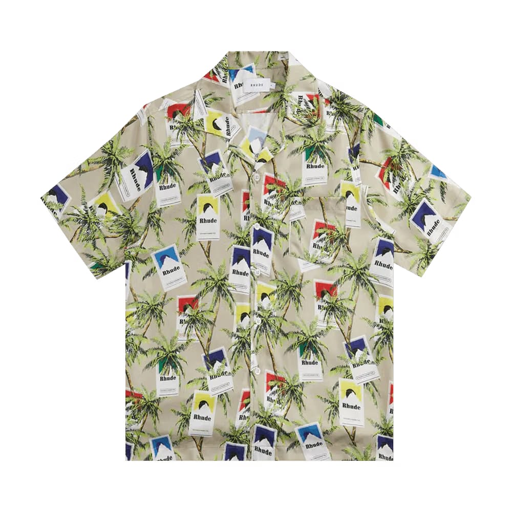 Rhude Cigarette Print Button Up Taupe/Multicolor