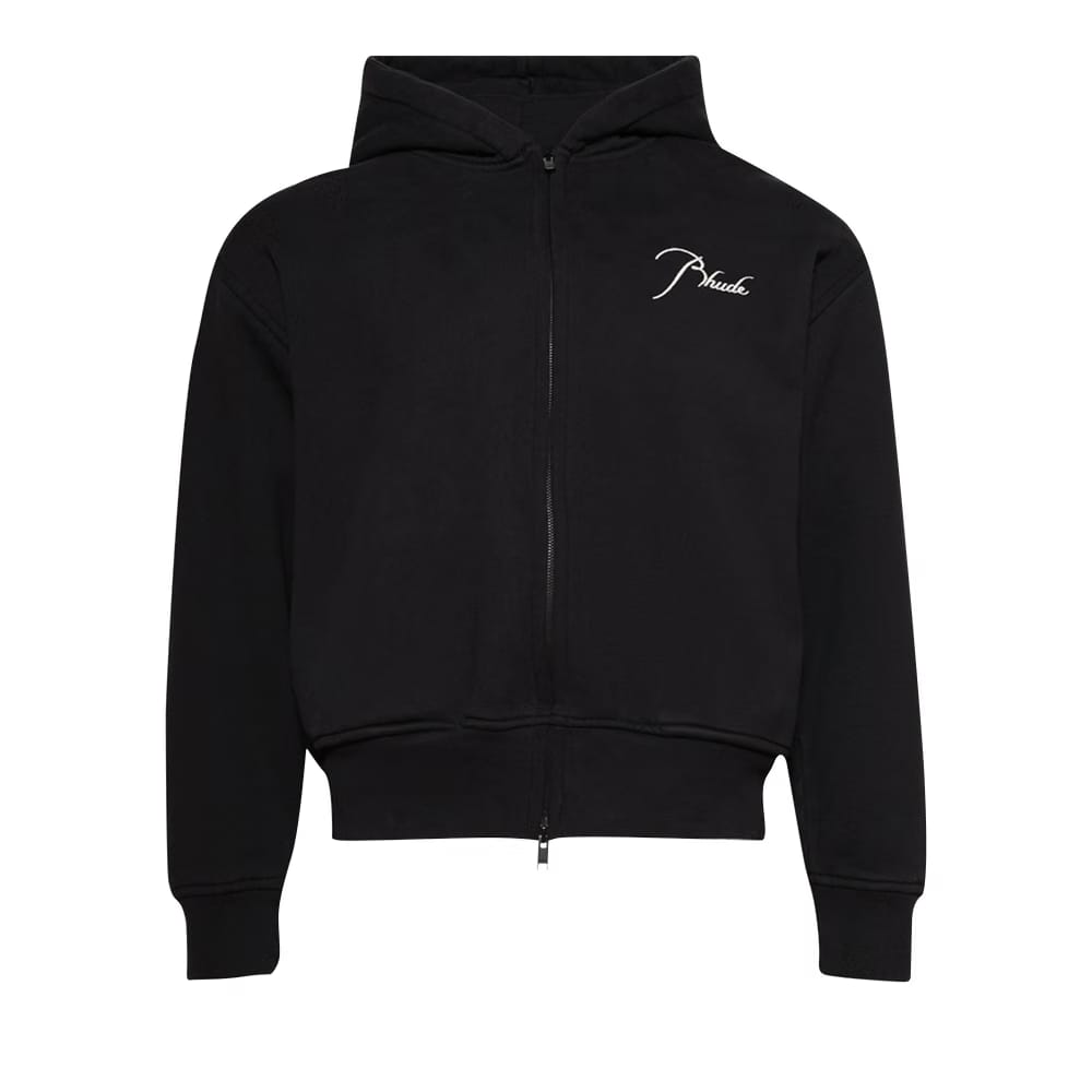 Rhude Classique Zip Up Hoodie Black/White