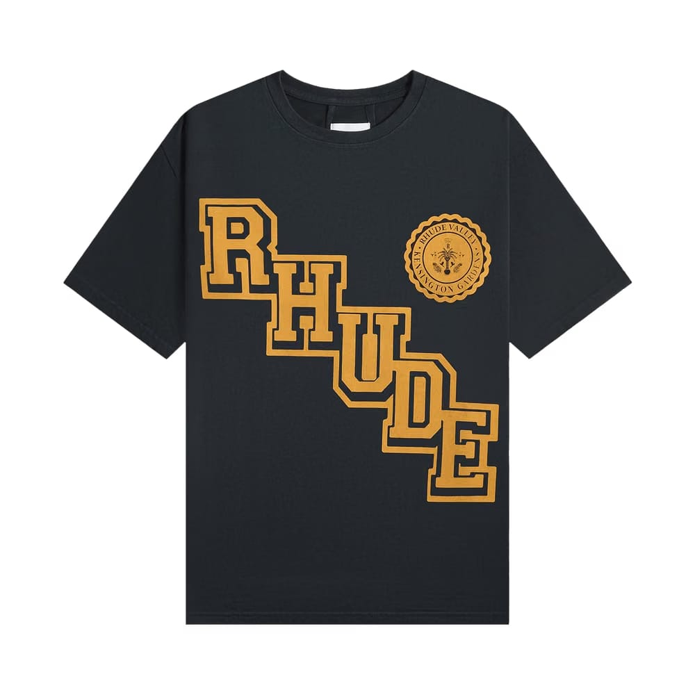 Rhude Collegiate Crest T-Shirt Vintage Black