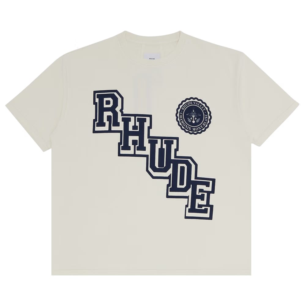 Rhude Collegiate Crest T-Shirt Vintage White