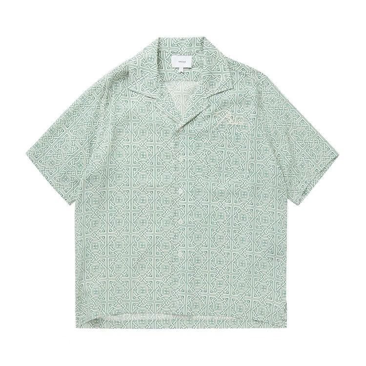 Rhude Cravat Silk Shirt Teal/Ivory