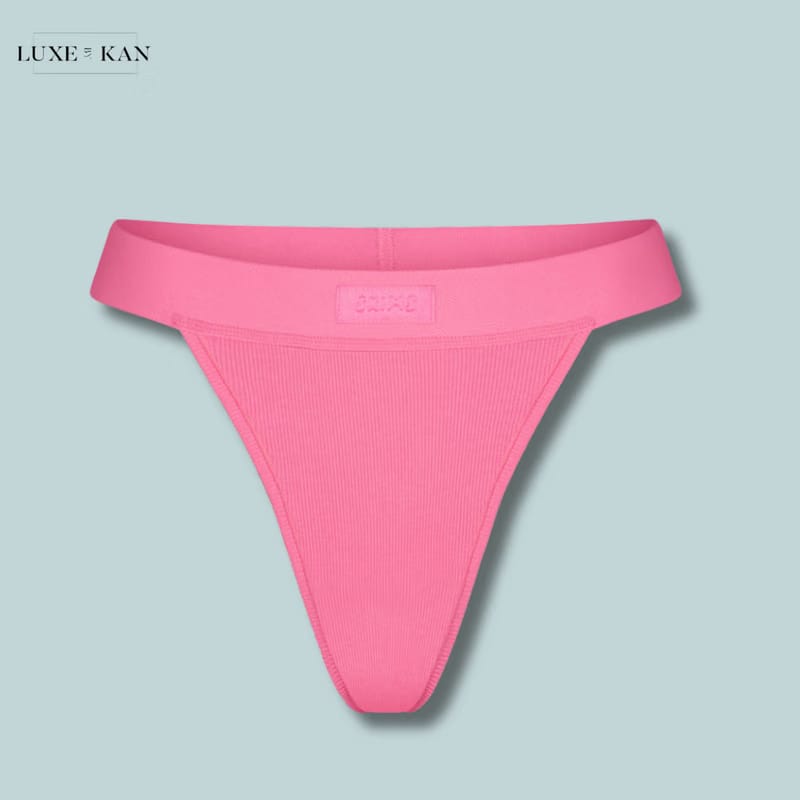 SKIMS Ribbed stretch-cotton thong