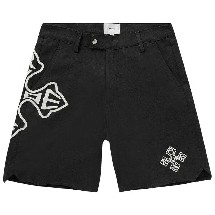 Rhude Cross Logo Twill Shorts Black