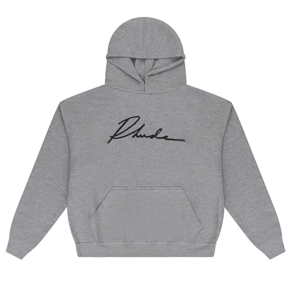 Rhude Cursive Hoodie Grey