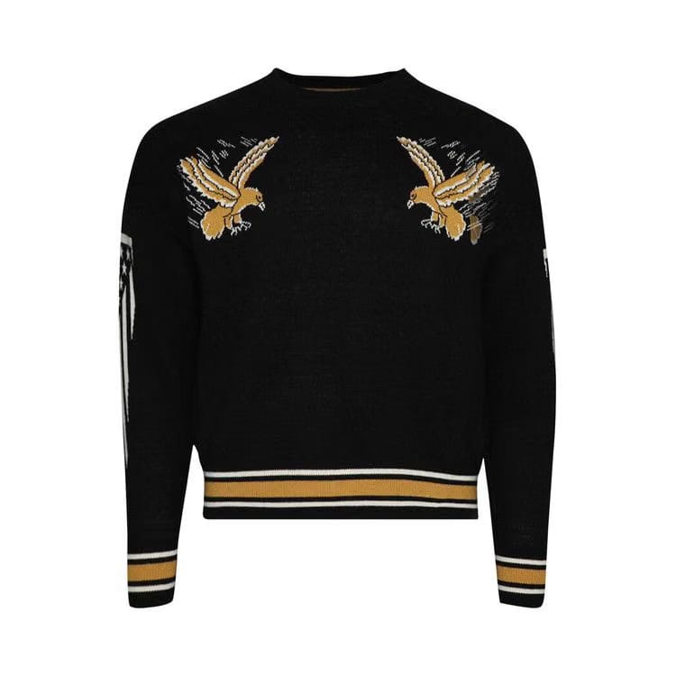 Rhude Eagle Souvenir Knit Crewneck Black/Yellow/Cream