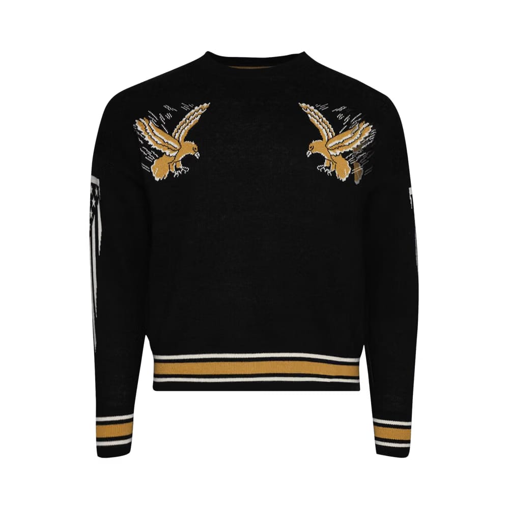 Rhude Eagle Souvenir Knit Crewneck Black/Yellow/Cream