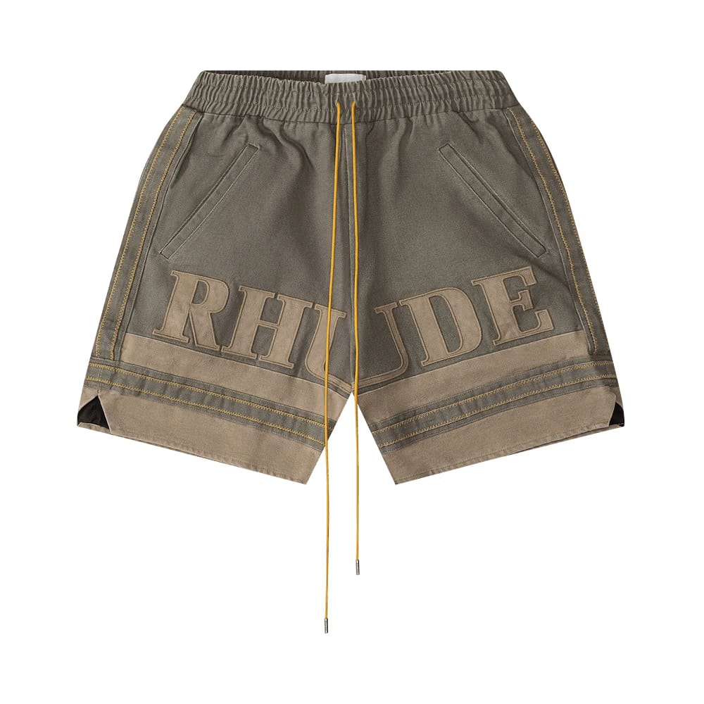 Rhude Embroidered Canvas Logo Shorts Olive/Tan