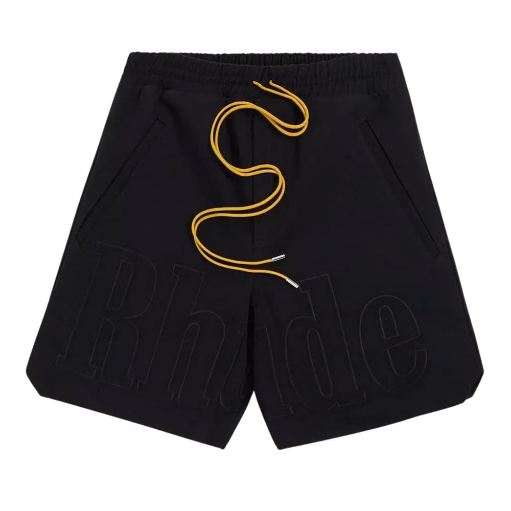 Rhude Embroidered Twill Logo Shorts Black