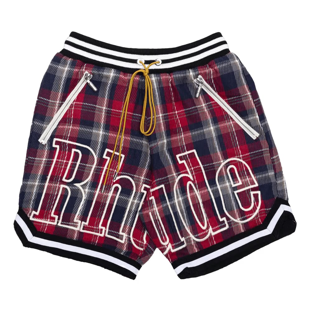 Rhude Flannel Court Logo Shorts Multicolor