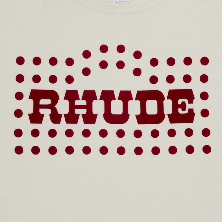 Rhude Flocked Burnout T-Shirt Vintage White