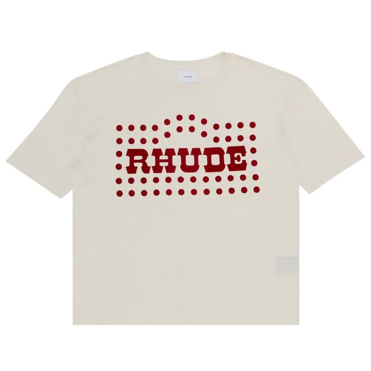 Rhude Flocked Burnout T-Shirt Vintage White