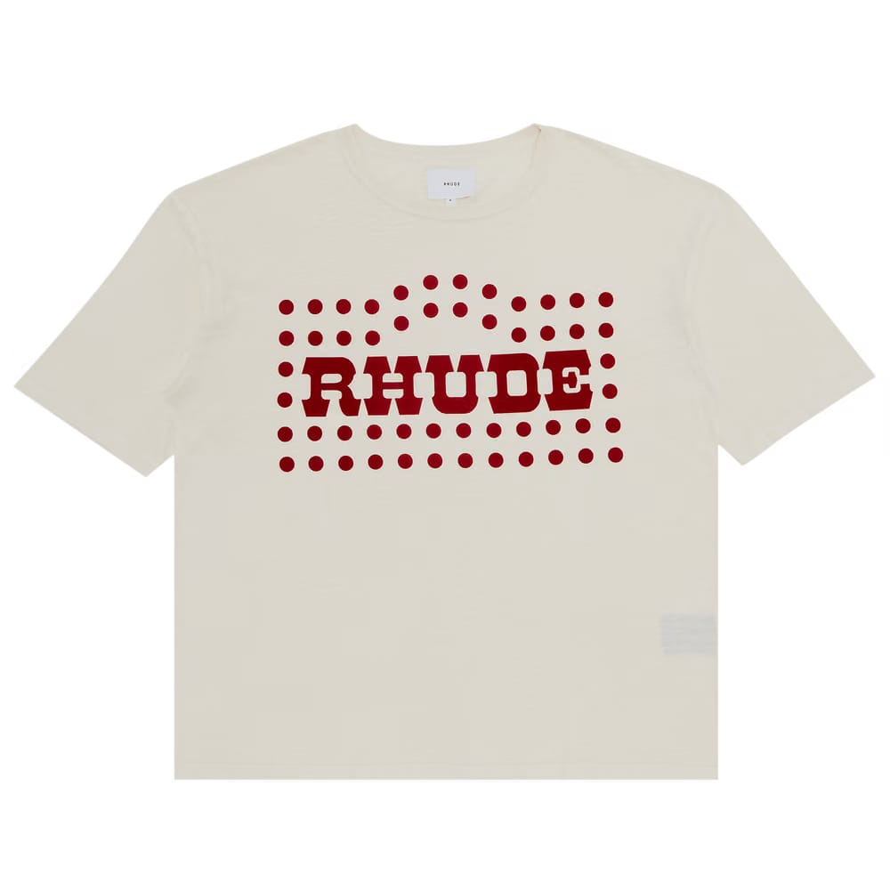 Rhude Flocked Burnout T-Shirt Vintage White