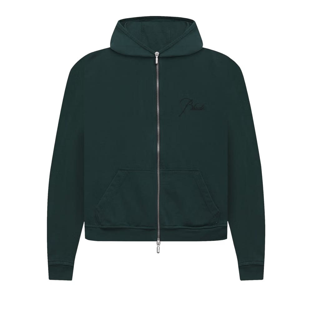 Rhude Full Zip Hoodie Emerald Green