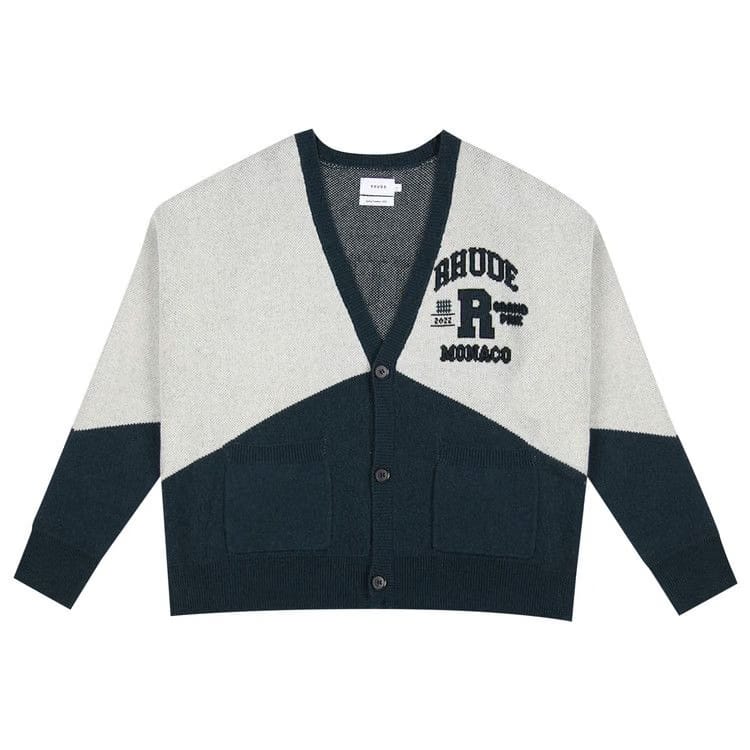 Rhude Grand Prix Cardigan Creme/Black/Hunter Green