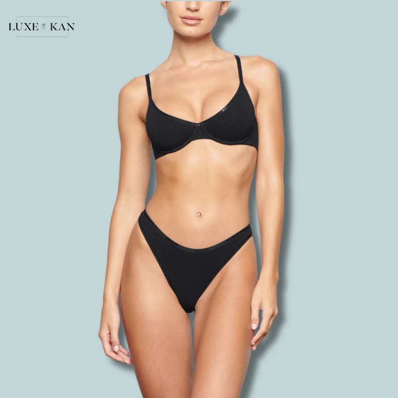 Skims Logo Underwire Demi Bra in Stretch-cotton