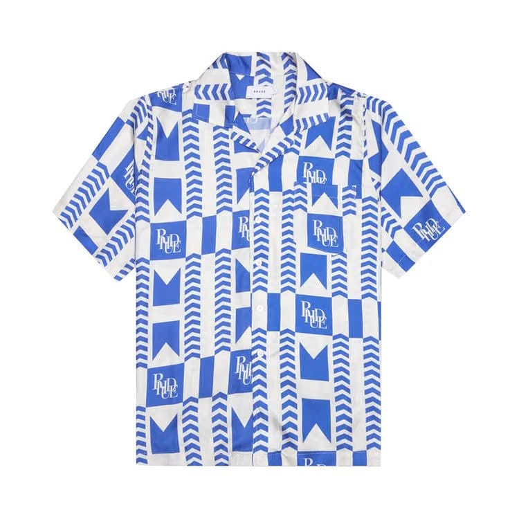 Rhude Grasse Silk Shirt Blue/Ivory