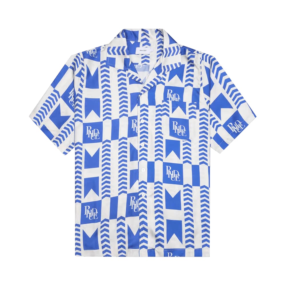 Rhude Grasse Silk Shirt Blue/Ivory