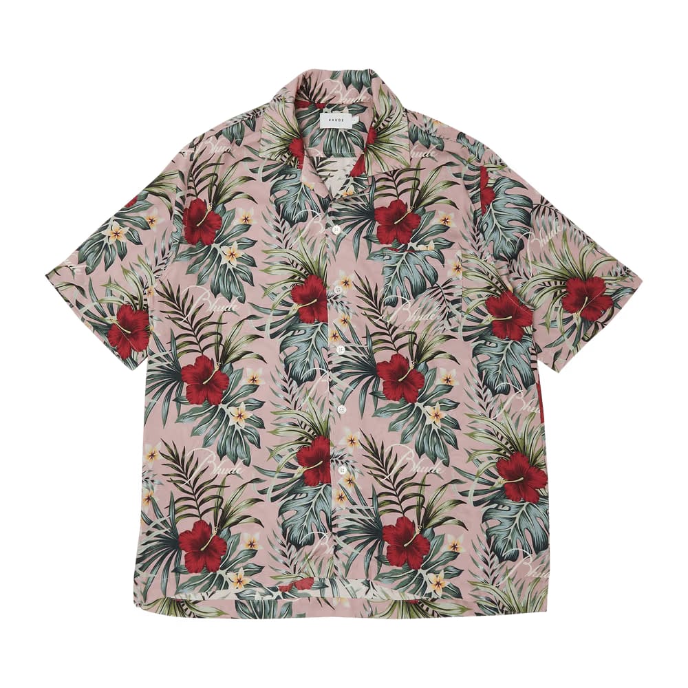 Rhude Hawaiian Logo Rayon Shirt Mauve/Multicolor