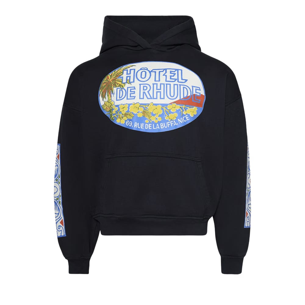 Rhude Hotel Hoodie Vintage Black