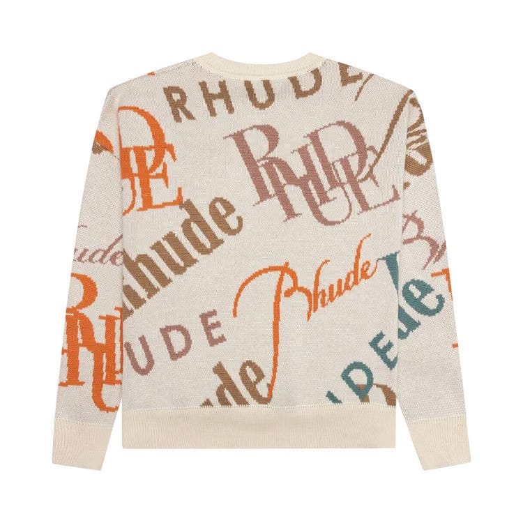 Rhude Jacquard Logo Knit Crewneck Ivory/Multicolor