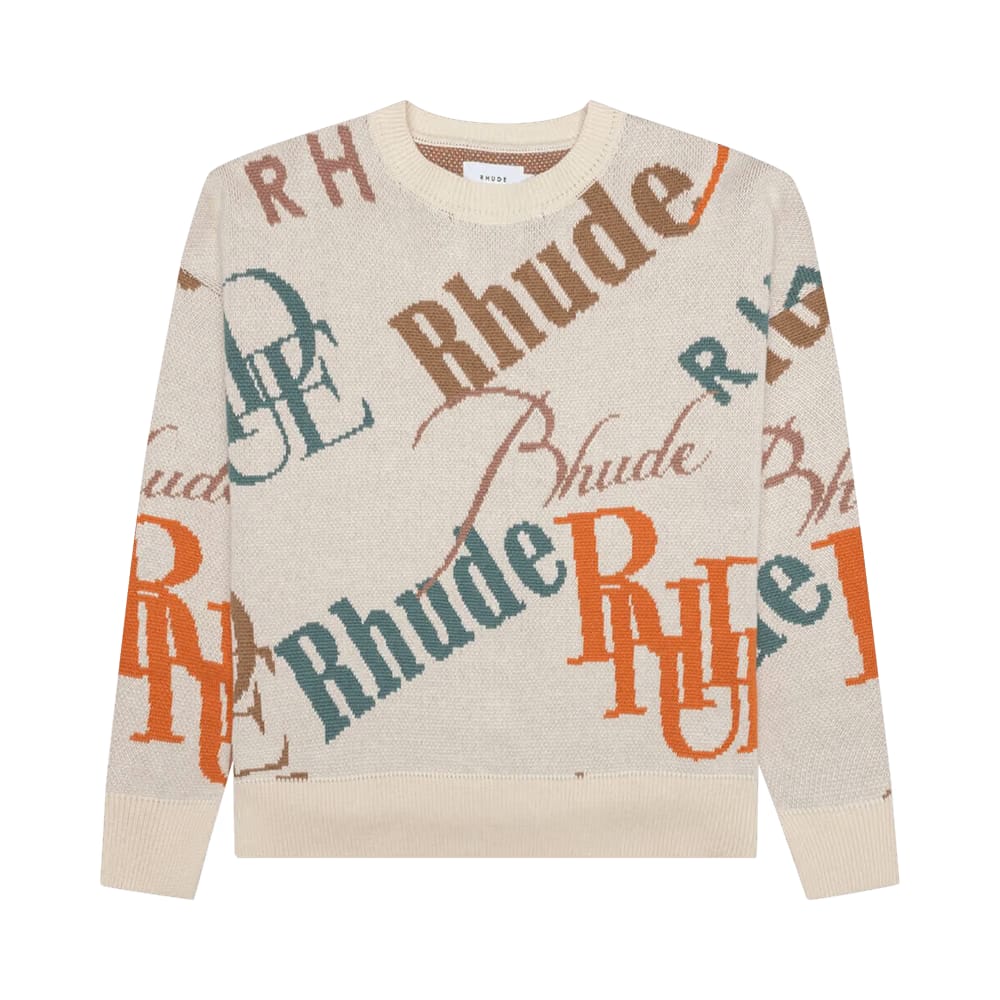 Rhude Jacquard Logo Knit Crewneck Ivory/Multicolor