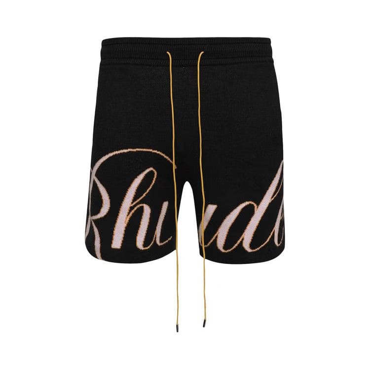 Rhude Knit Script Shorts Black/Pink/Orange