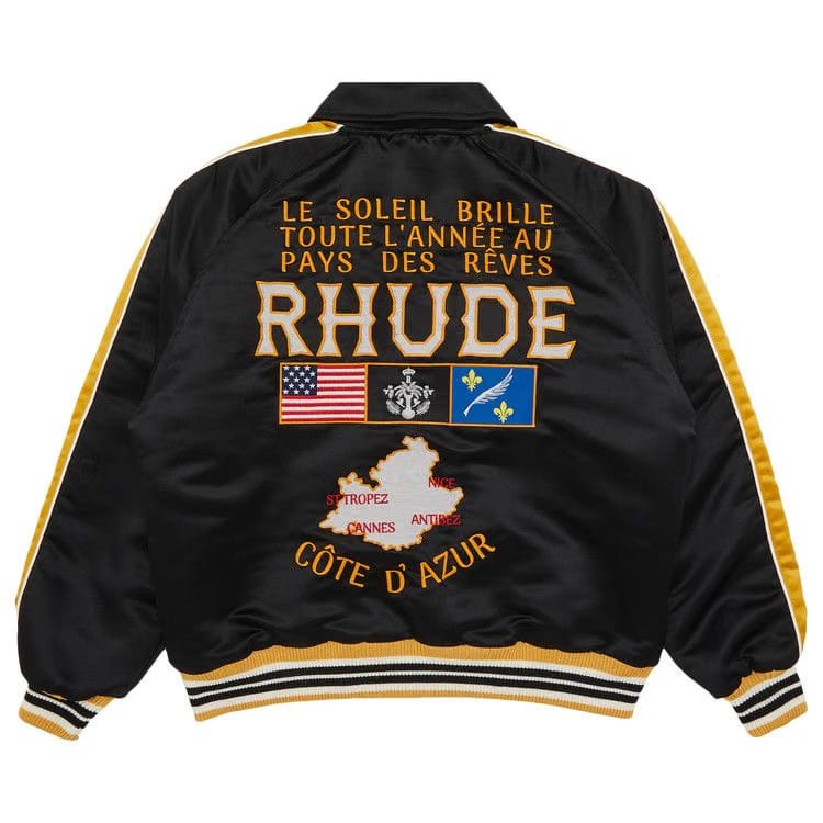 Rhude Le Soleil Satin Bomber Black