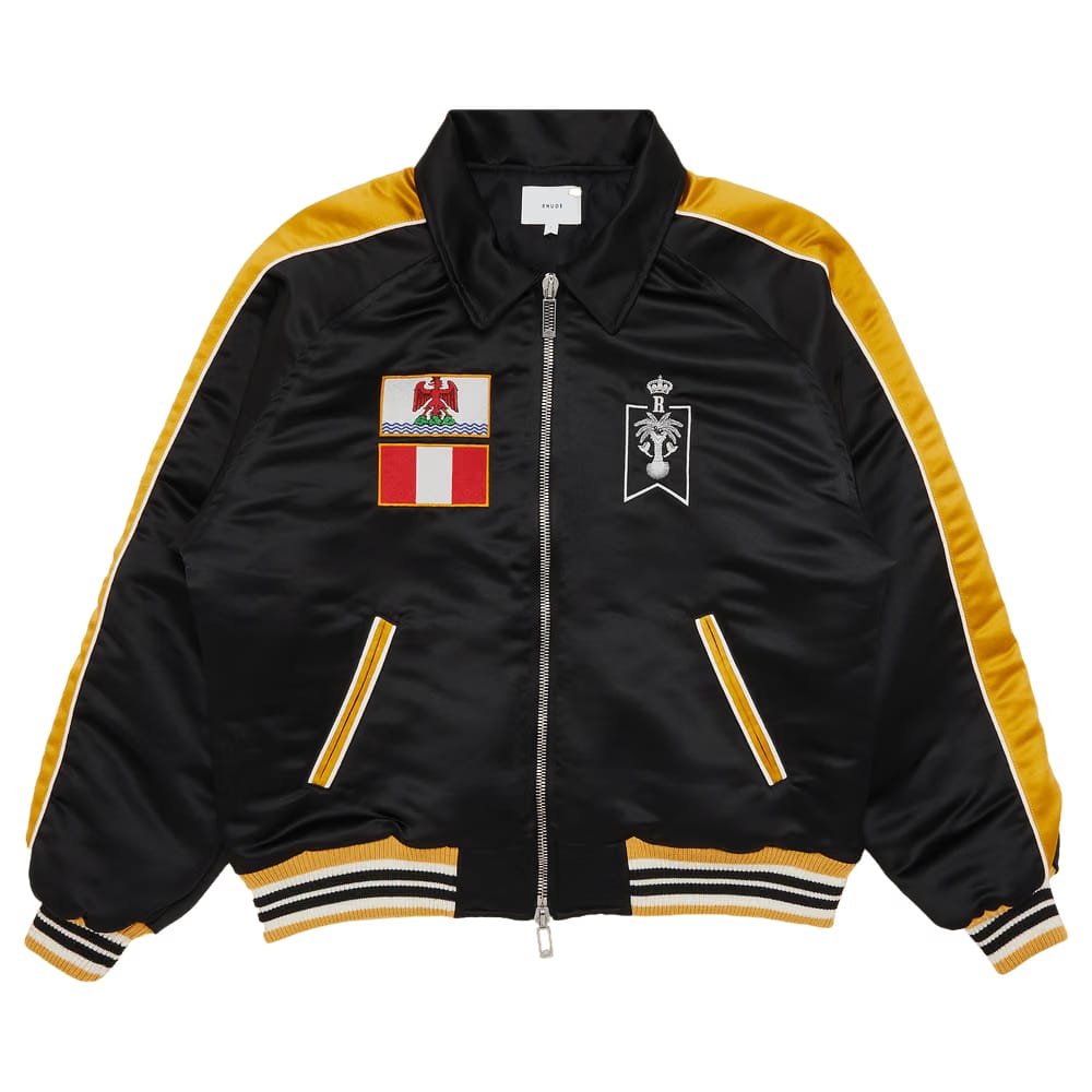Rhude Le Soleil Satin Bomber Black