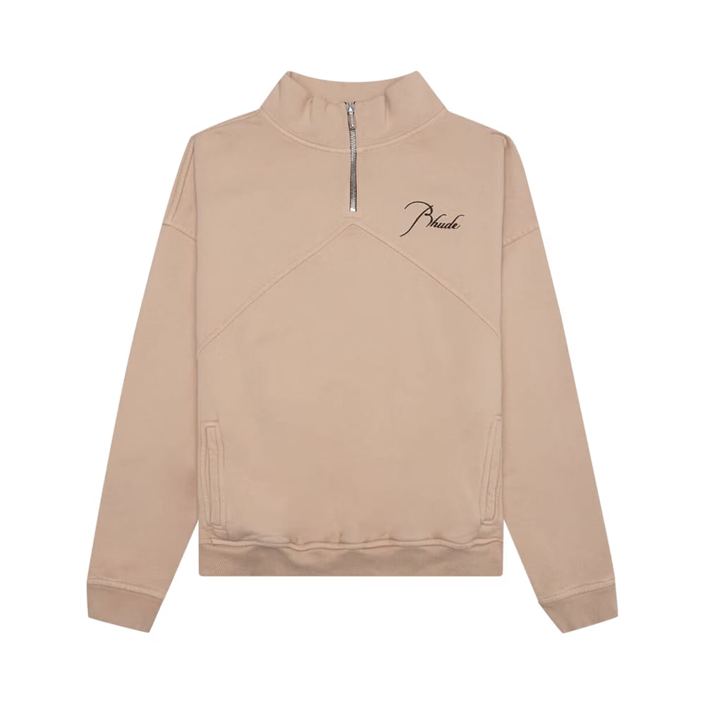 Rhude Logo Embroidered High Neck Sweatshirt Sand