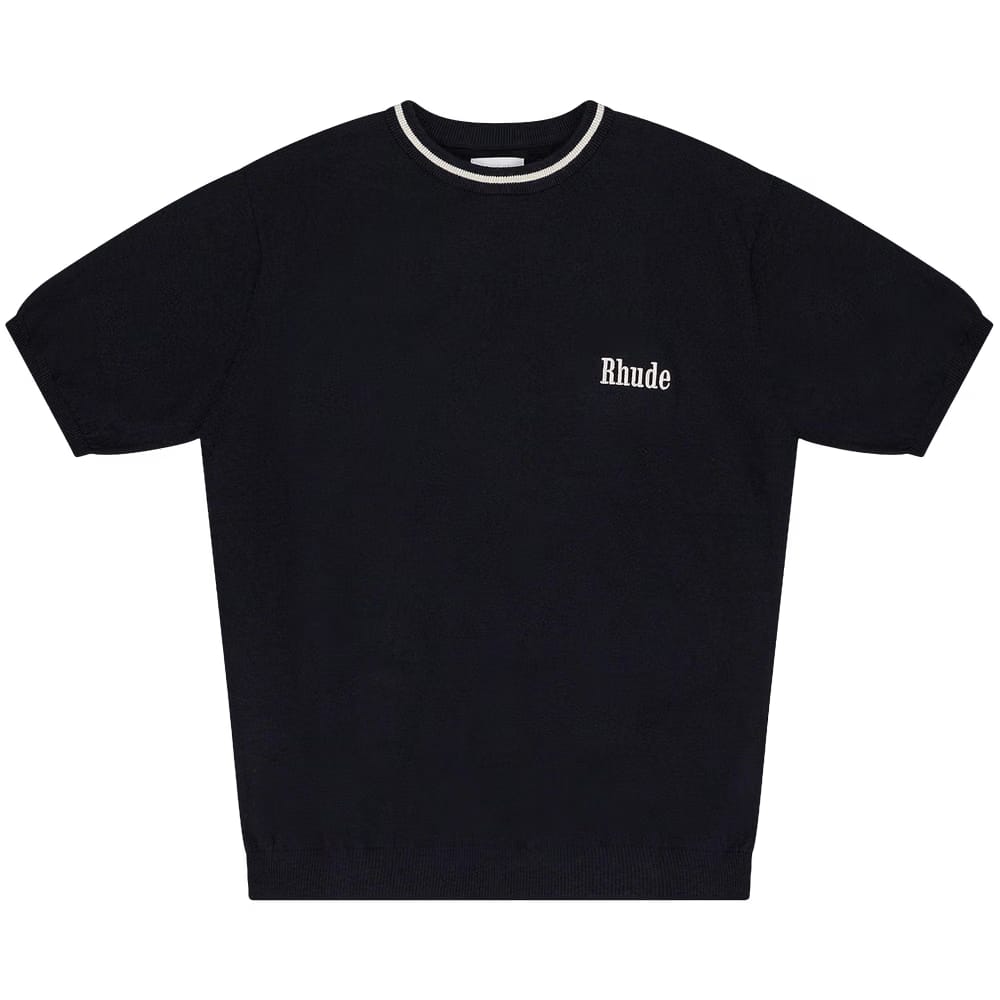 Rhude Logo Knit T-Shirt Black/Ivory