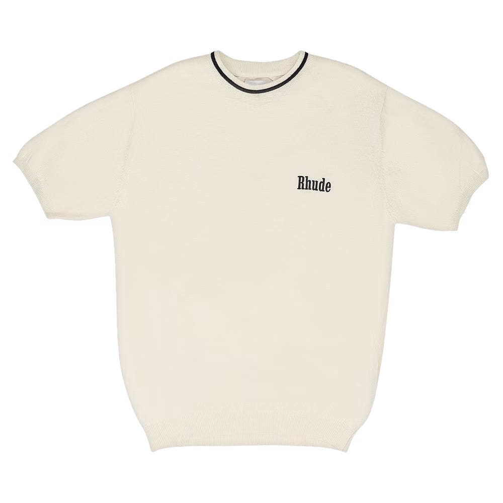 Rhude Logo Knit T-Shirt Ivory/Black