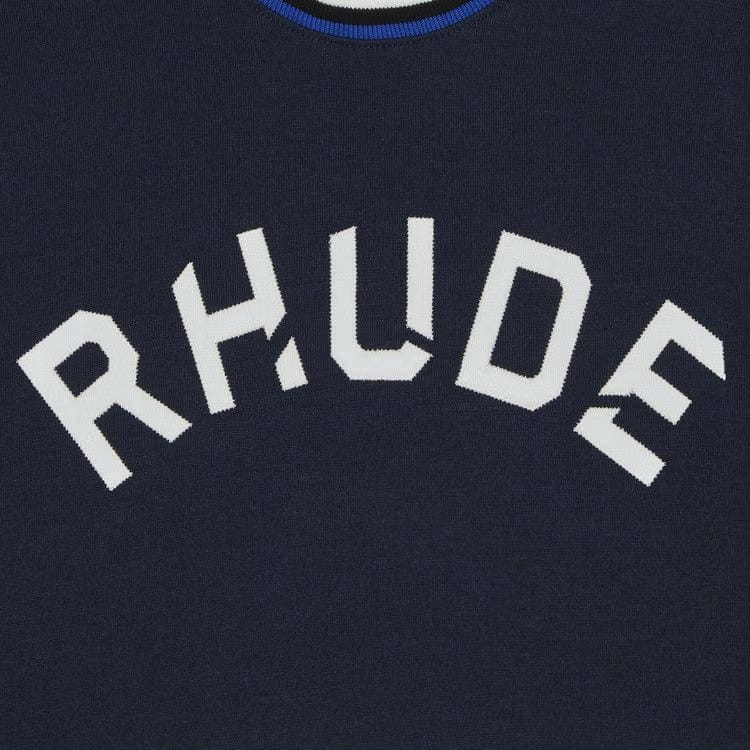 Rhude Logo Lightning Ringer T-Shirt Navy/White