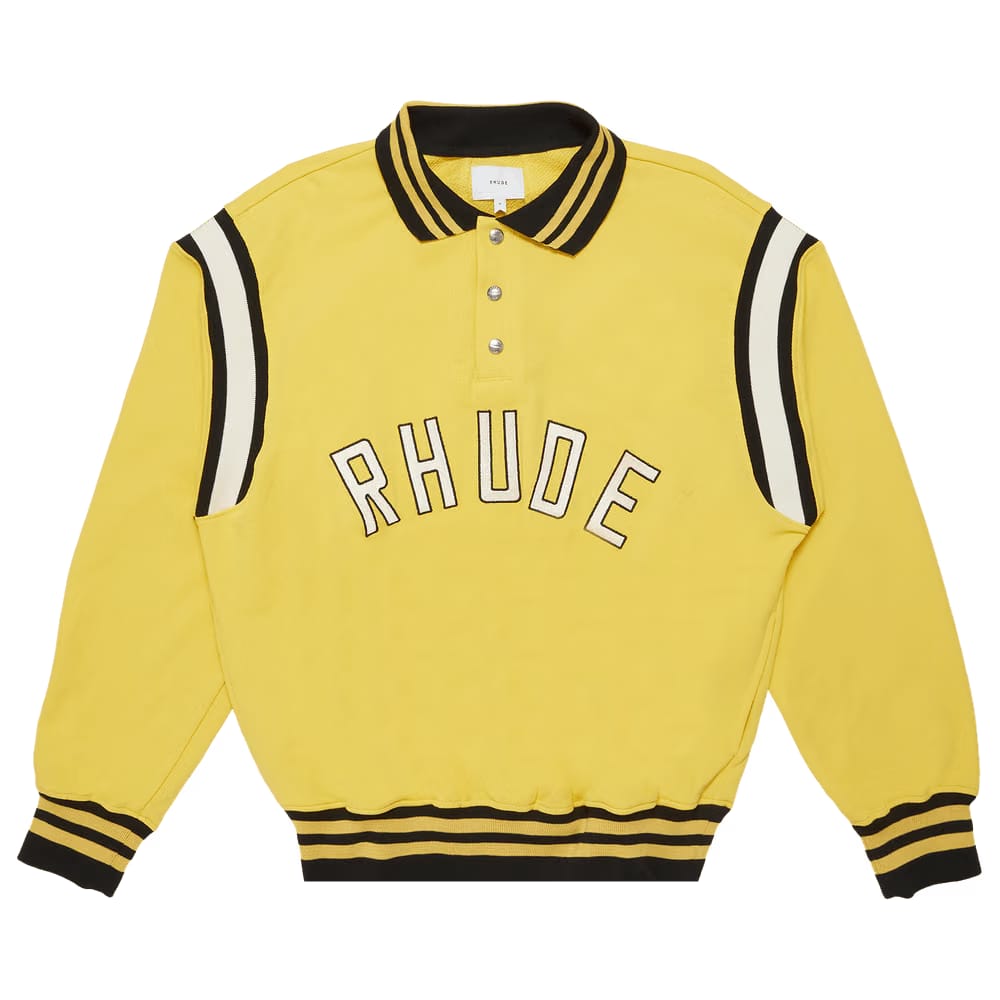 Rhude Long-Sleeve Warm Up Polo Yellow/Black/Cream