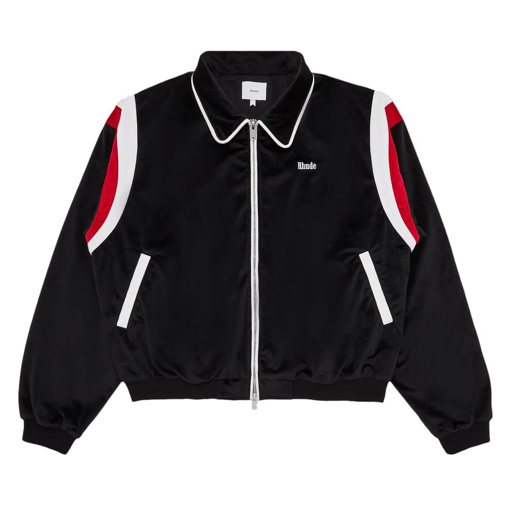 Rhude Mancino Velour Track Jacket Black