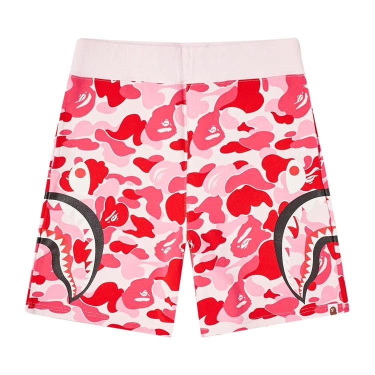 BAPE Big ABC Camo Slide Shark Sweat Shorts Pink