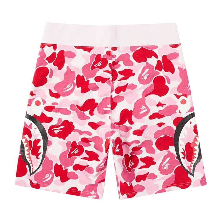 BAPE Big ABC Camo Slide Shark Sweat Shorts Pink
