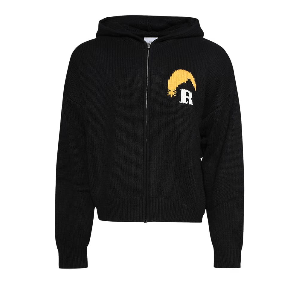 Rhude Moonlight Knit Zip Up Hoodie Black/Cream/Yellow