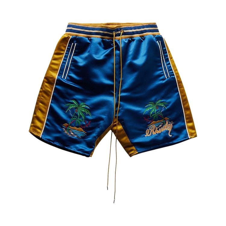 Rhude Palm Eagles Souvenier Shorts Navy/Mustard Yellow